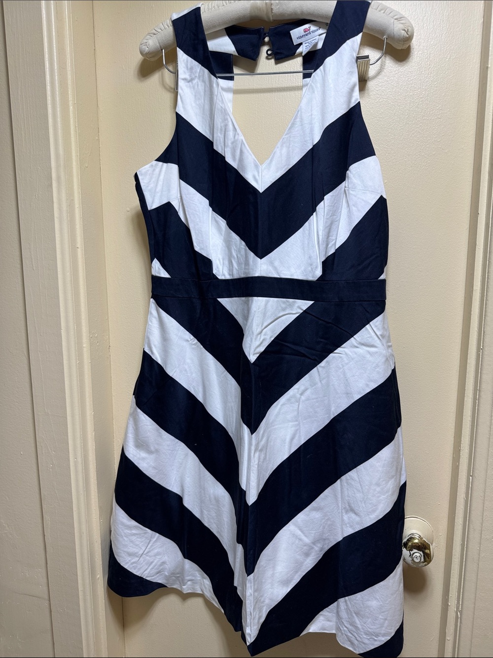 Vineyard Vines Navy and White Chevron One-Piece Dress